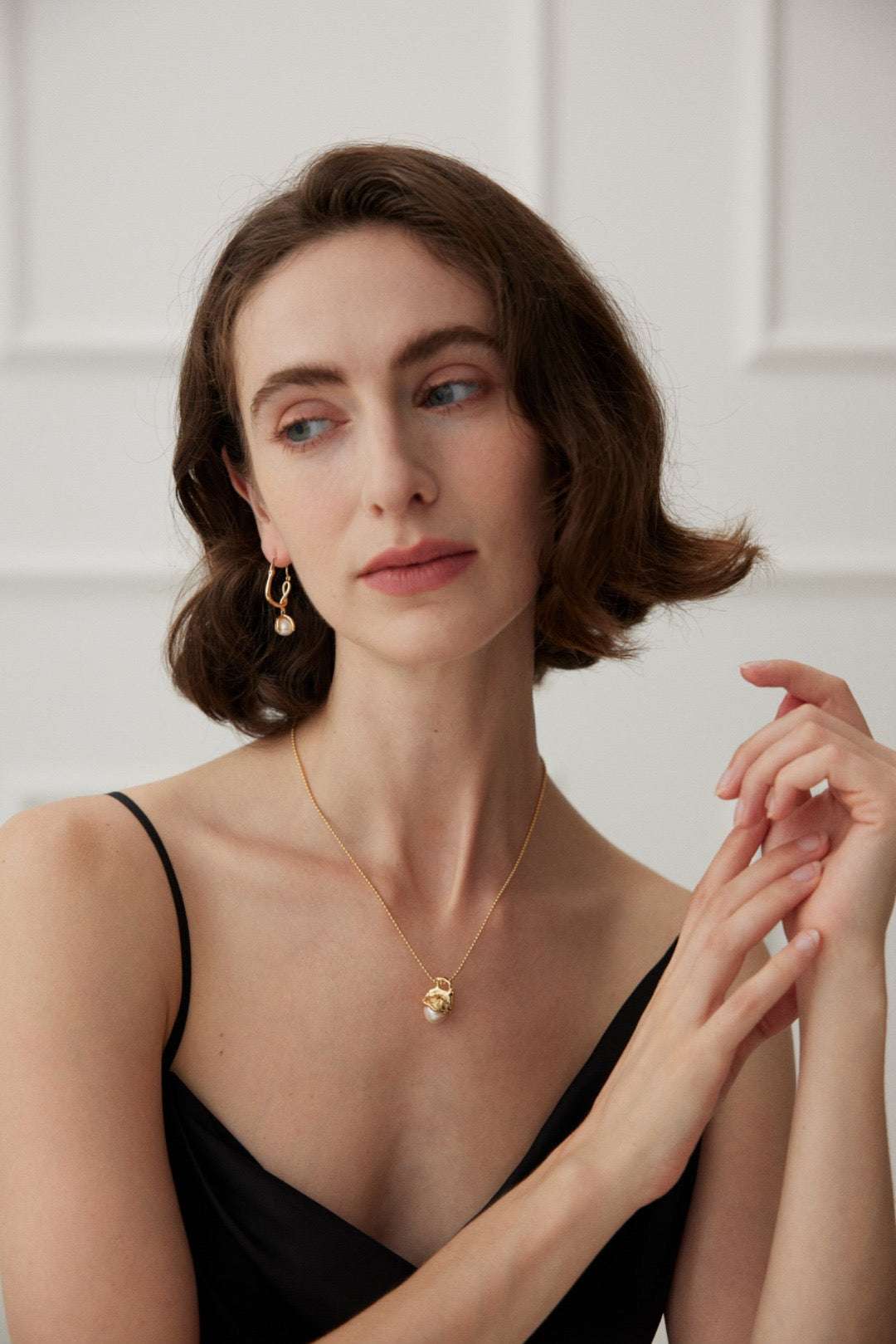 Elegant Pearl Pendant Necklace – 925 Sterling Silver, Retro Gold - TAMO Jewellery