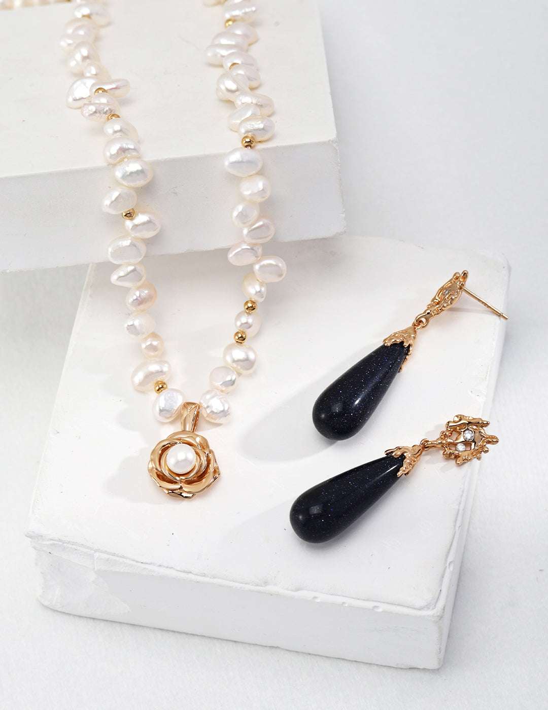 S925 Silver Camellia Pearl Pendant Necklace – Natural Freshwater Pearls, Adjustable 36+7cm
