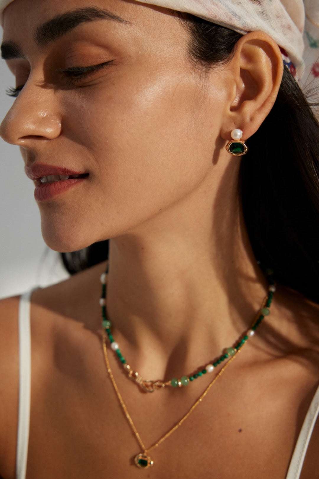 Kaleido Collection|S925 Silver Pearl Earrings with Colorful Zircon Accents - TAMO Jewellery