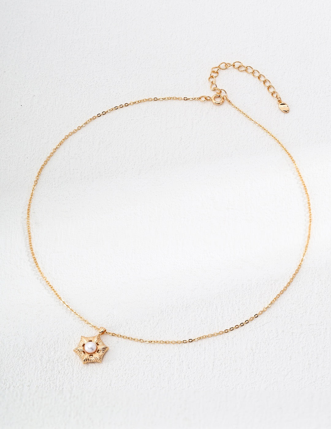 Sunburst Pearl Pendant Necklace – 925 Sterling Silver, Retro Gold - TAMO Jewellery