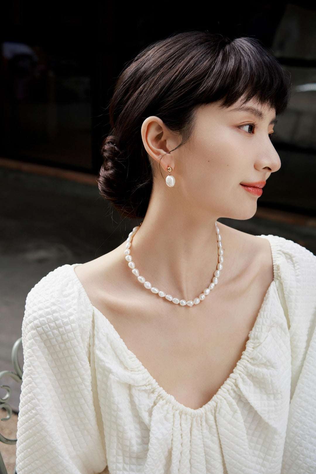 Baroque Pearl Drop Earrings – 925 Sterling Silver, 18K Retro Gold / 18K White Gold - TAMO Jewellery