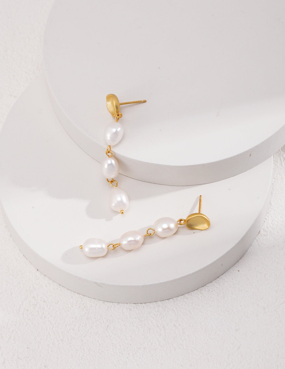 Baroque Pearl Long Drop Earrings – 925 Sterling Silver, 18K Gold - TAMO Jewellery