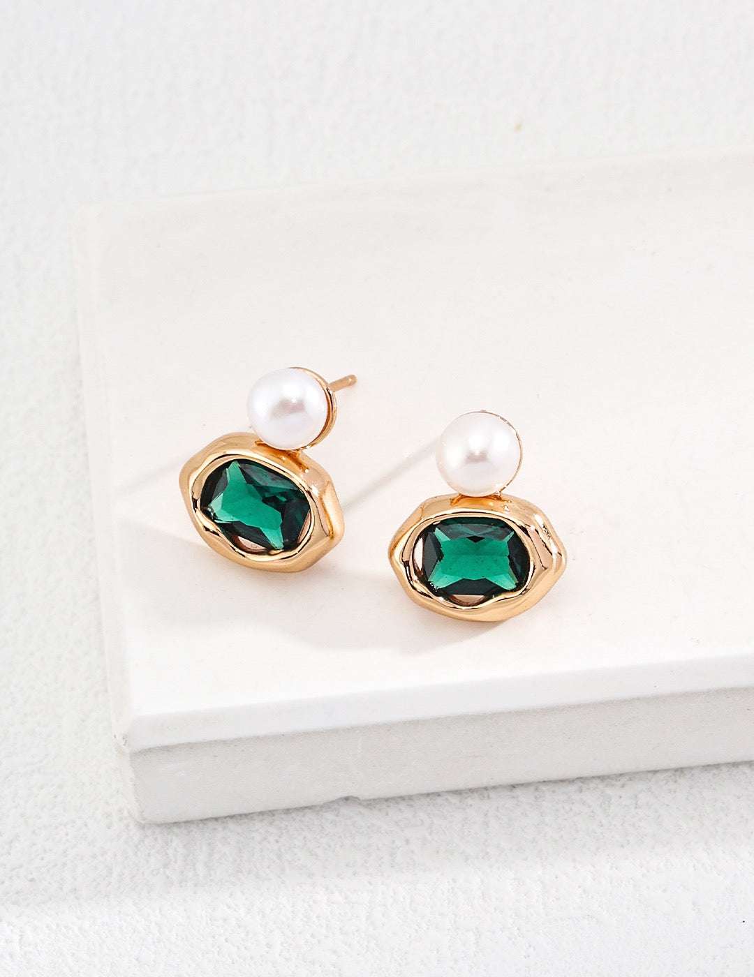 Kaleido Collection|S925 Silver Pearl Earrings with Colorful Zircon Accents - TAMO Jewellery