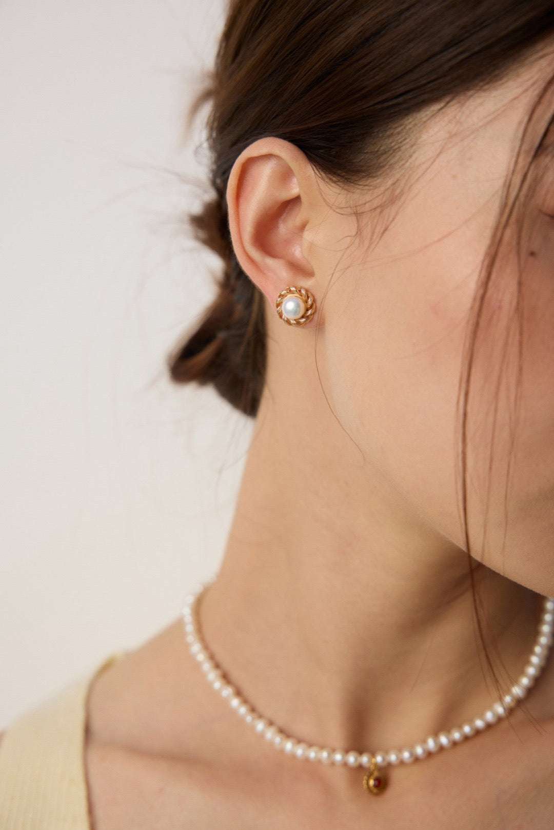 Classic collection|S925 Silver Woven Pearl Stud Earrings - TAMO Jewellery