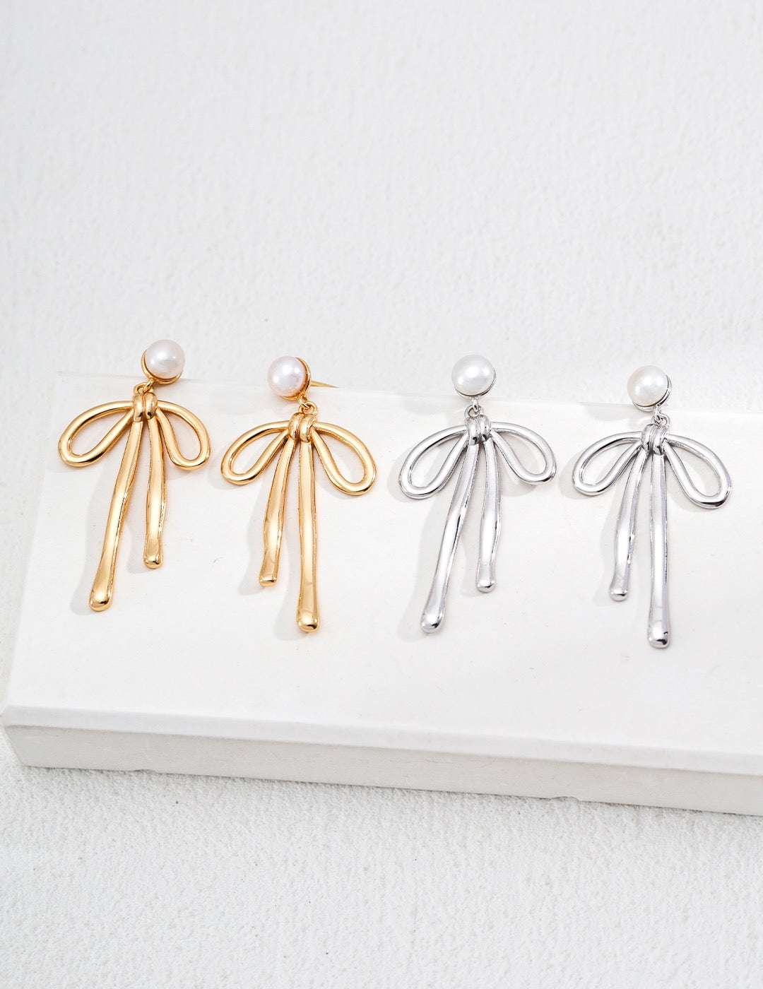 Vintage Romance|S925 Silver Bow Pearl Earrings - TAMO Jewellery