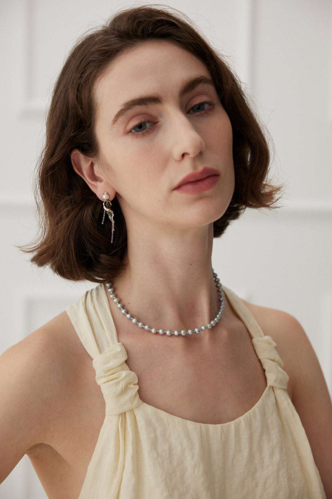 S925 Silver White Gold Pearl Necklace – 6.3mm Freshwater Pearls, Adjustable 37+7cm
