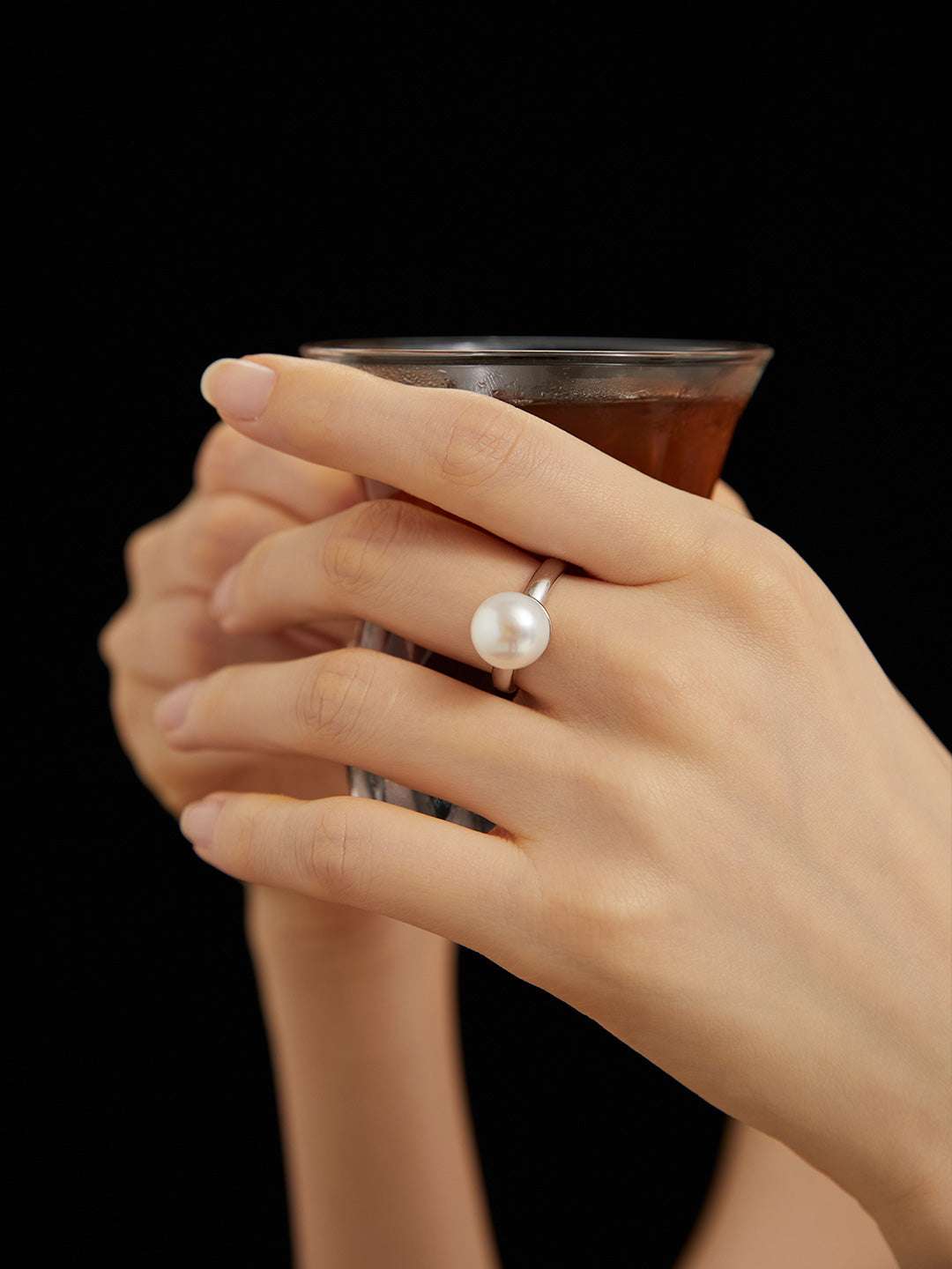 S925 Silver Adjustable Pearl Ring – Minimalist Elegant Design