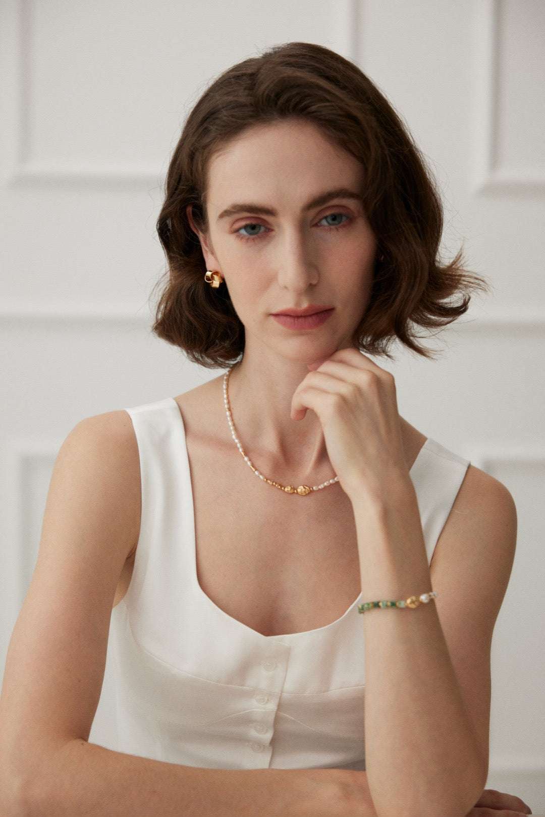Natural Texture Pearl Necklace – 925 Sterling Silver, 18K Retro Gold
