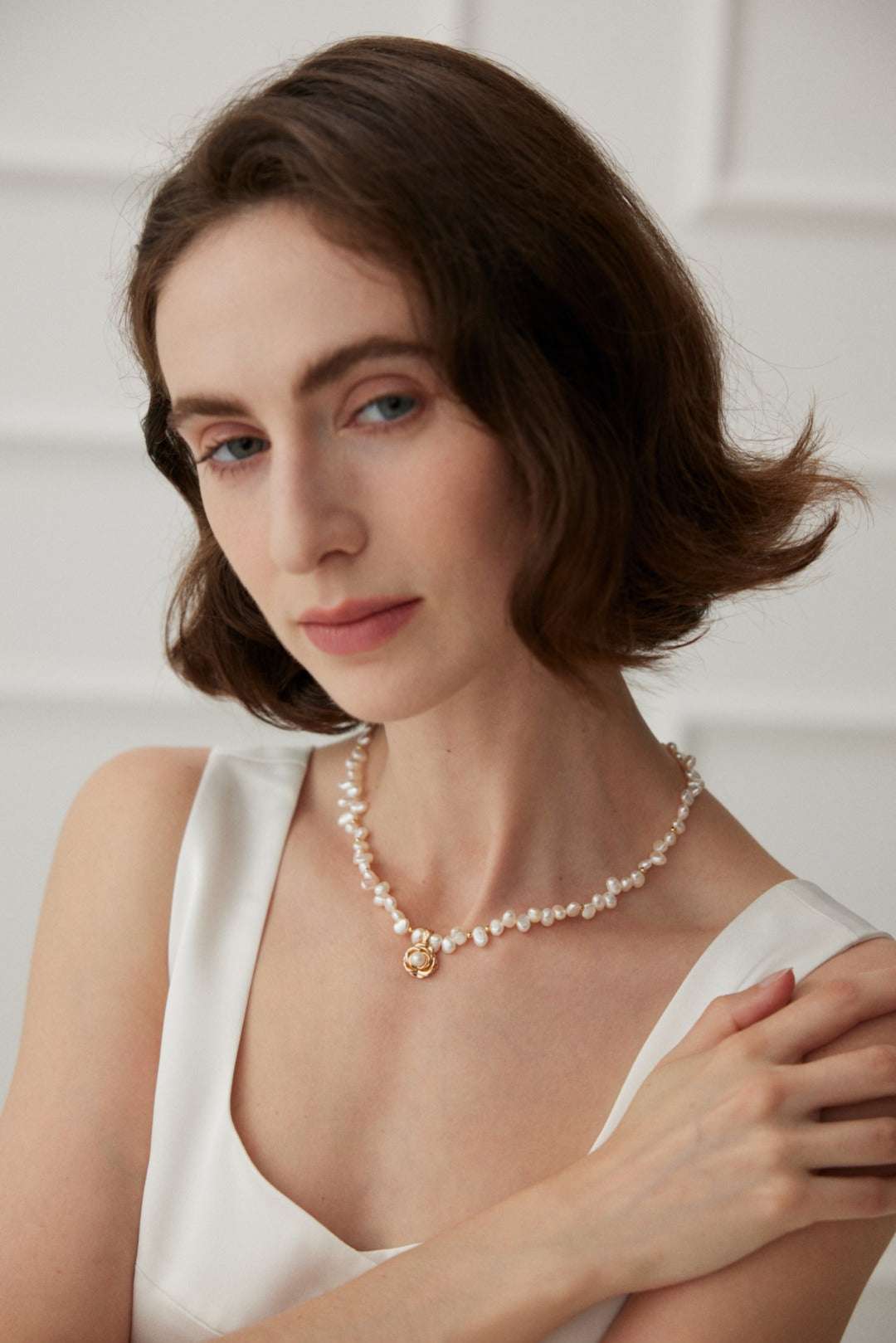 S925 Silver Camellia Pearl Pendant Necklace – Natural Freshwater Pearls, Adjustable 36+7cm