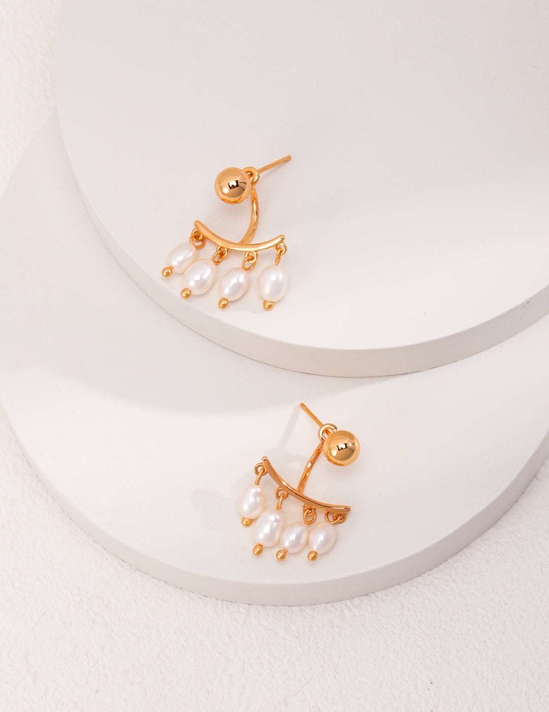 Roman Holiday Pearl Stud Earrings – 925 Sterling Silver, 18K Retro Gold - TAMO Jewellery