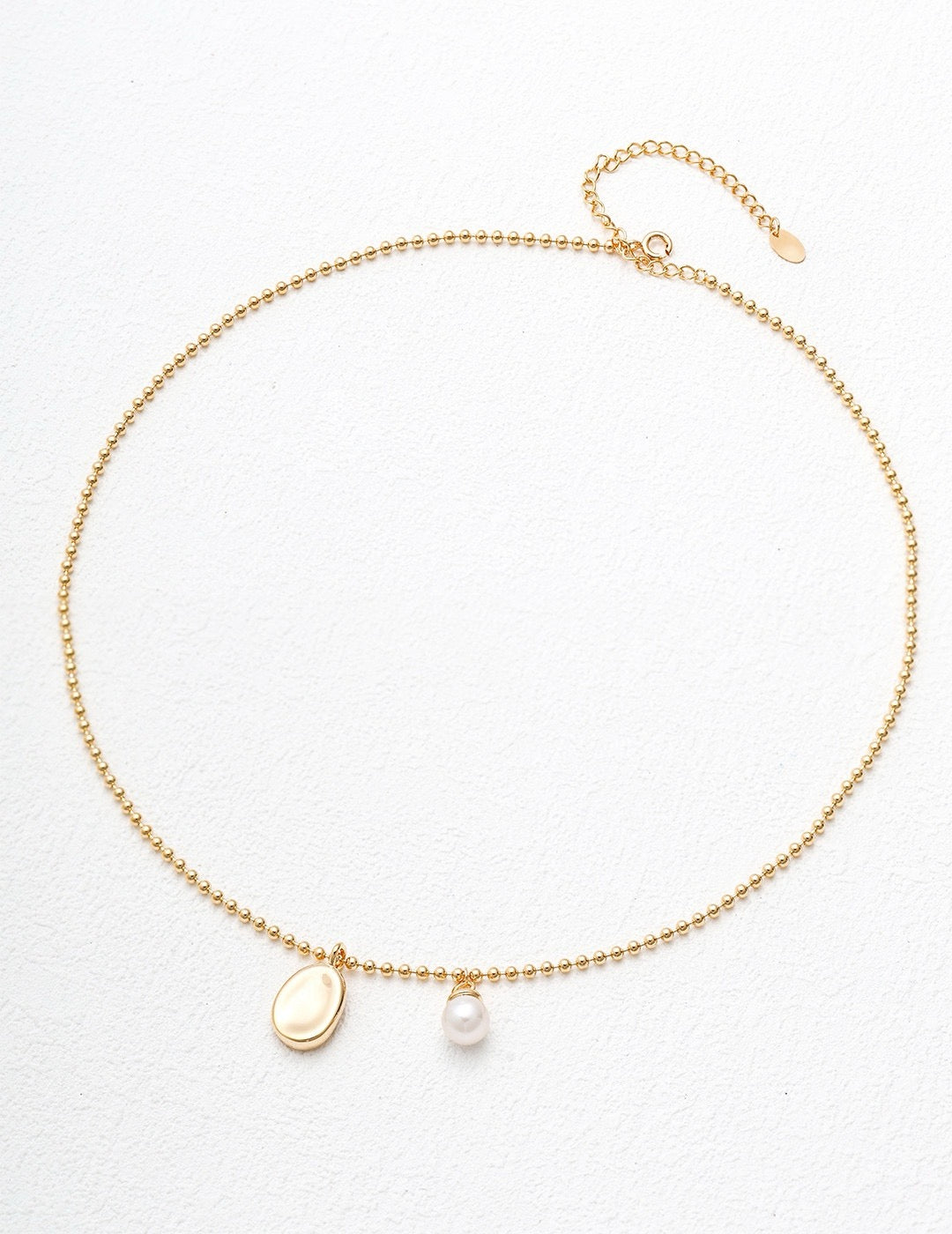 Adjustable Pearl Pendant Necklace – 925 Sterling Silver, 18K Retro Gold / 18K White Gold - TAMO Jewellery