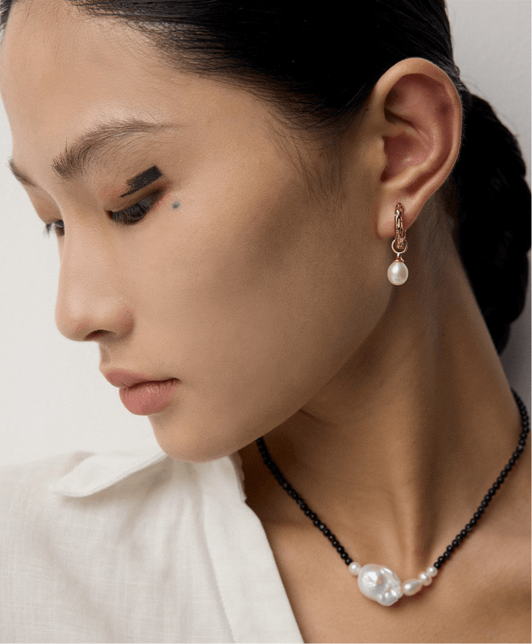 S925 Silver Woodgrain Pearl Earrings (Detachable Design) - TAMO Jewellery