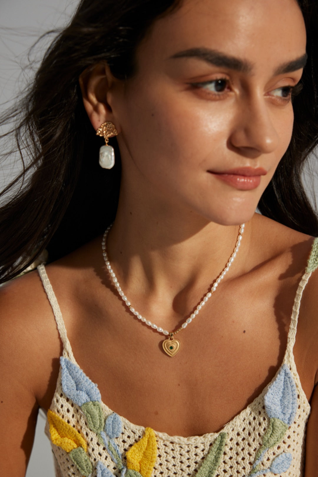Ginkgo Pearl Drop Earrings – 925 Sterling Silver, 18K Retro Gold - TAMO Jewellery