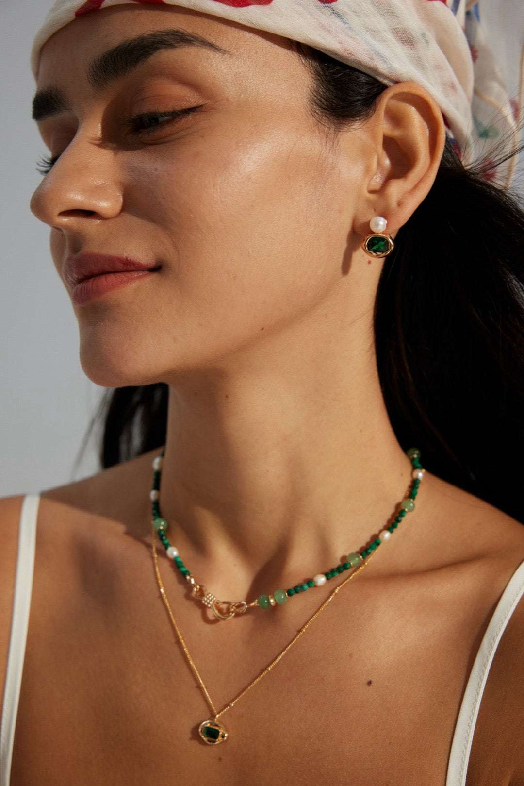 Kaleido Collection|S925 Silver Pearl Earrings with Colorful Zircon Accents - TAMO Jewellery