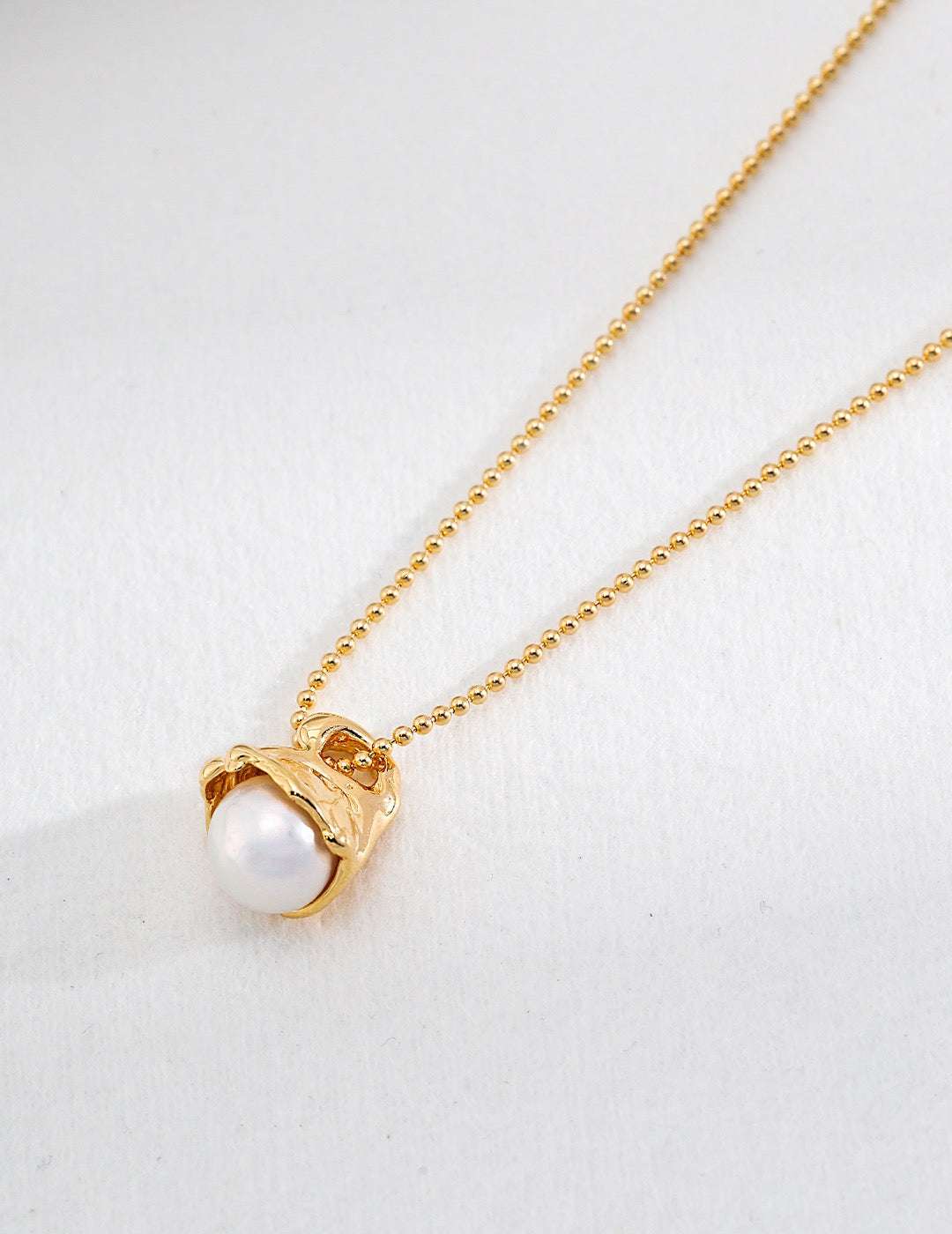Elegant Pearl Pendant Necklace – 925 Sterling Silver, Retro Gold - TAMO Jewellery