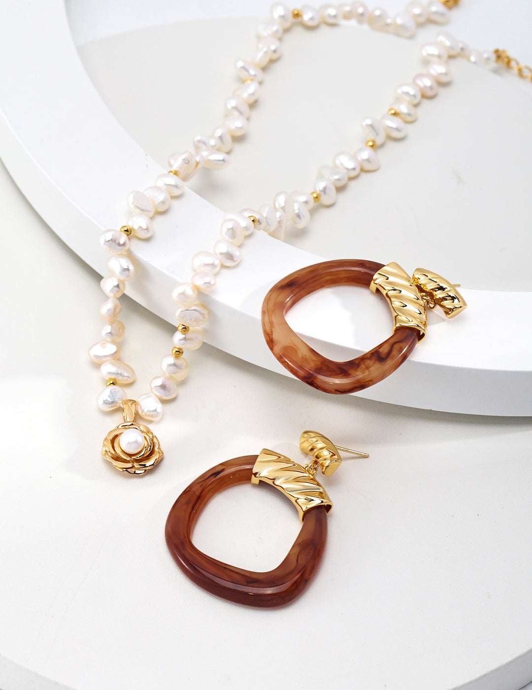 S925 Silver Camellia Pearl Pendant Necklace – Natural Freshwater Pearls, Adjustable 36+7cm