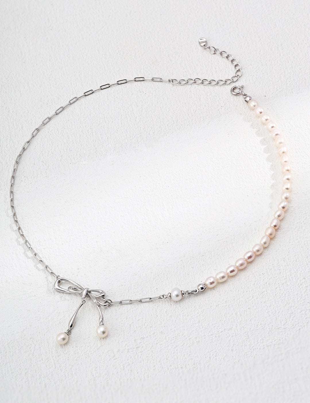 Vintage Romance|S925 Silver Bow Pearl Necklace - TAMO Jewellery