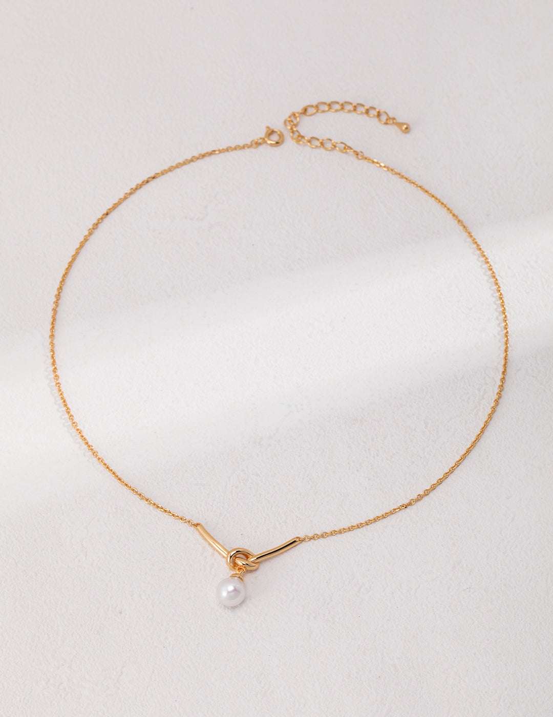 S925 Silver Knot Pearl Necklace – Elegant Double Pearl Pendant