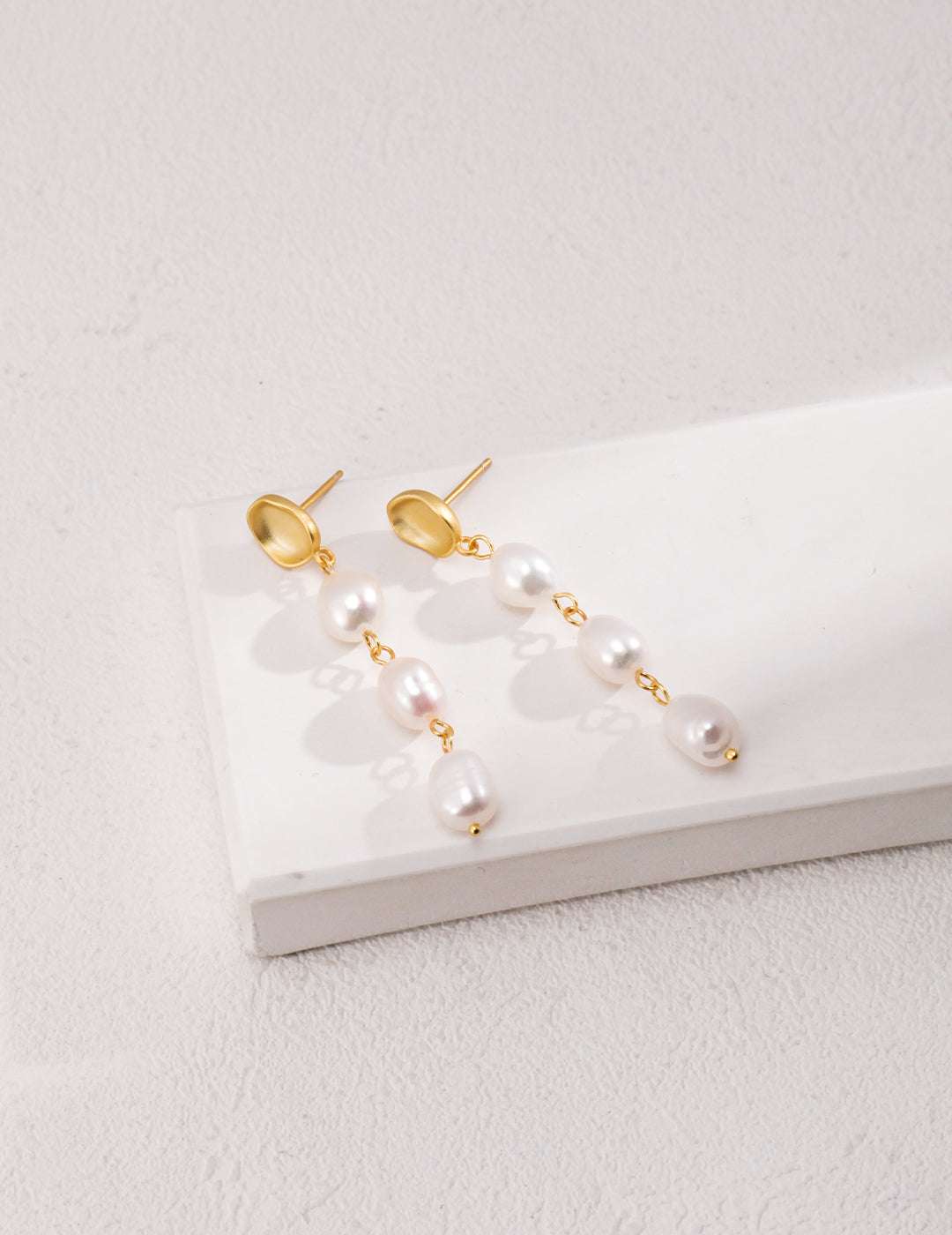 Baroque Pearl Long Drop Earrings – 925 Sterling Silver, 18K Gold - TAMO Jewellery