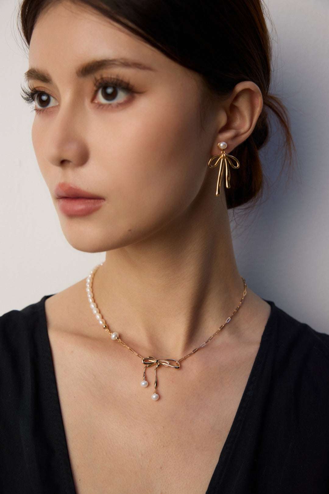 Vintage Romance|S925 Silver Bow Pearl Necklace - TAMO Jewellery