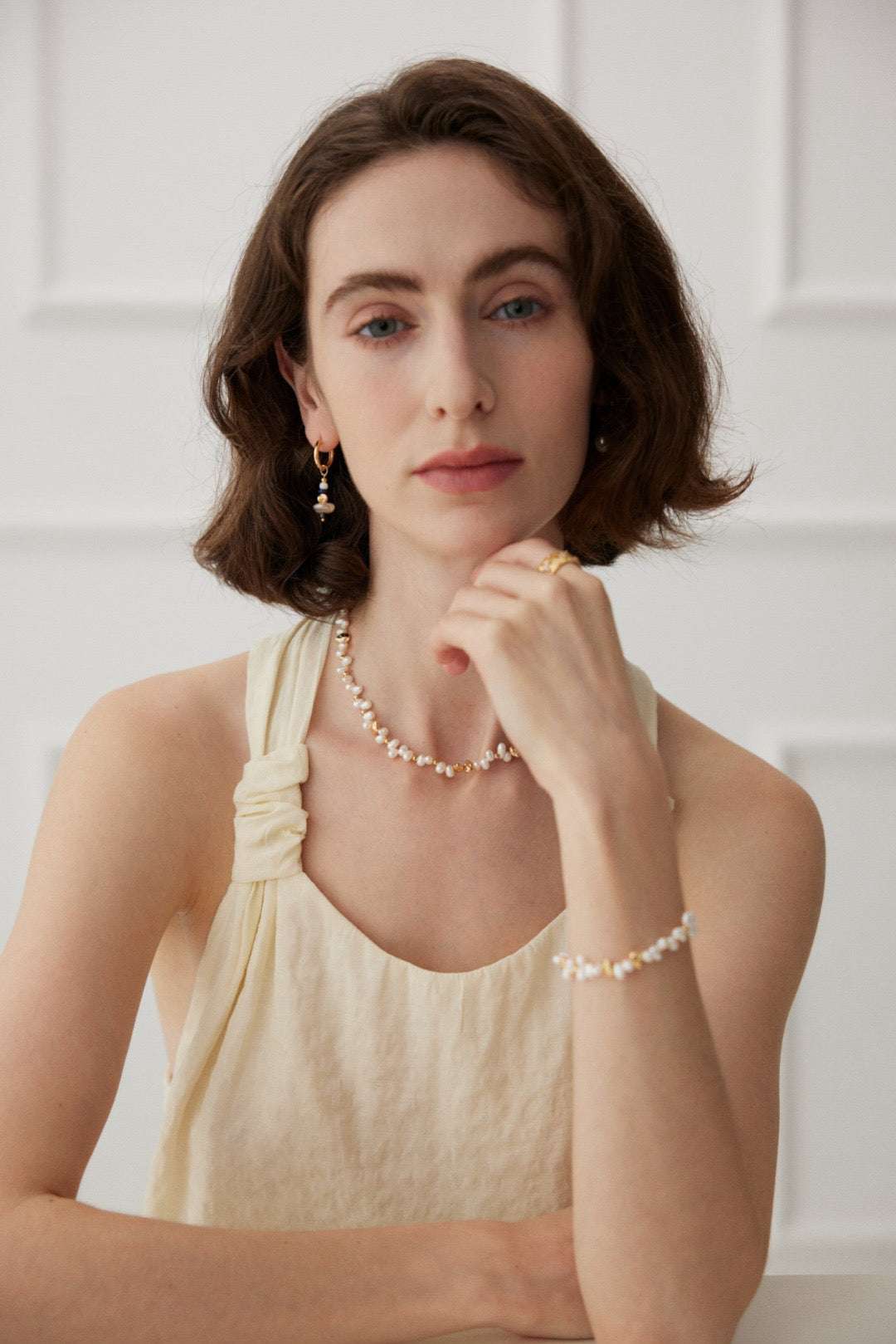 Natural Freshwater Pearl Necklace – 925 Sterling Silver, 18K Retro Gold