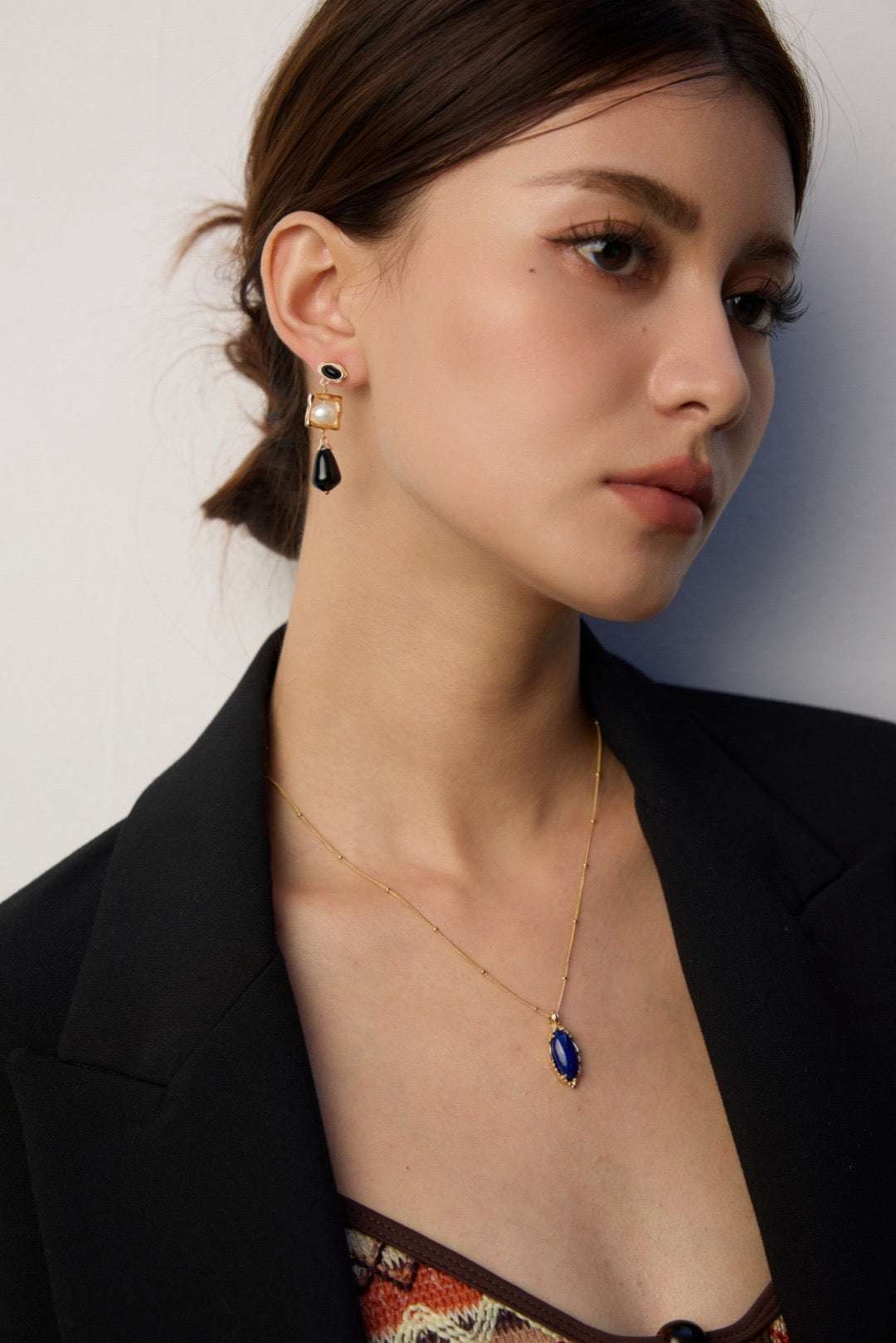 Eternal Contrast|S925 Silver Black Onyx & Natural Pearl Earrings - TAMO Jewellery