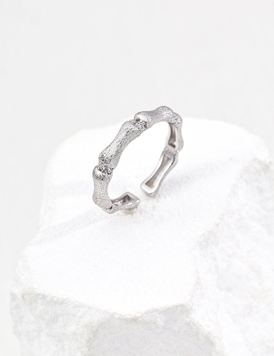 S925 Sterling Silver Adjustable Zircon Ring (Size 13, Open Design)