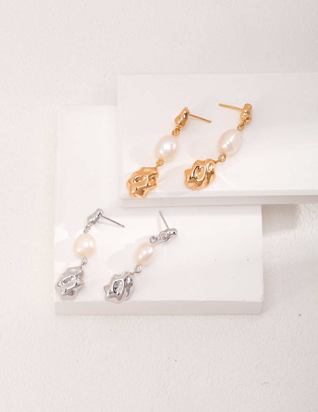 S925 Sterling Silver Natural Baroque Pearl Earrings (Approx. 4 cm)