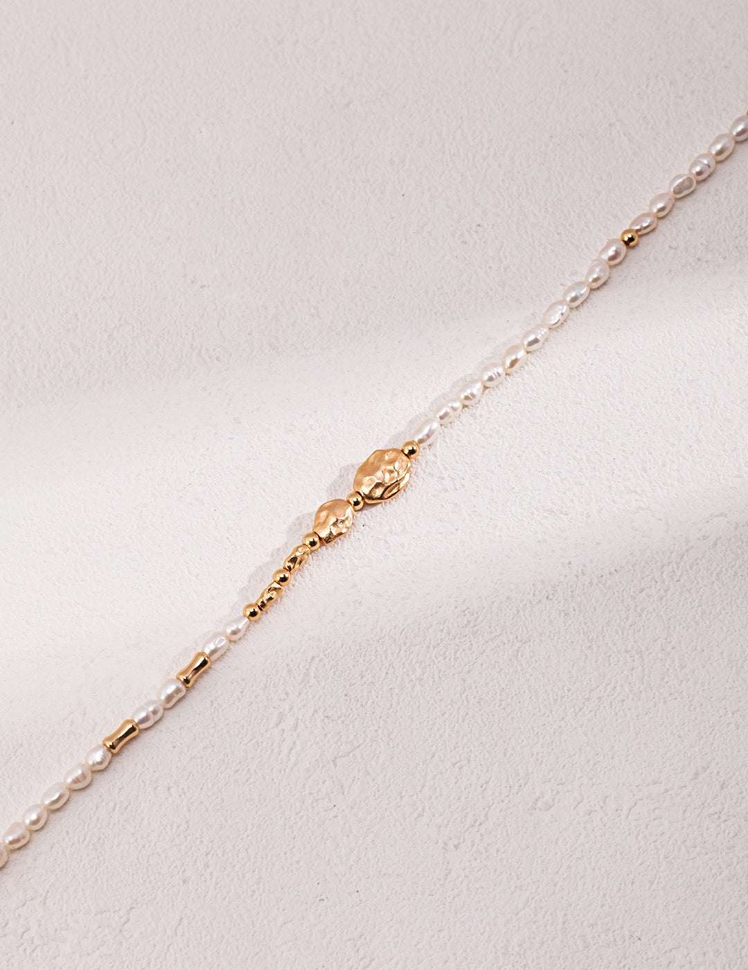Natural Texture Pearl Necklace – 925 Sterling Silver, 18K Retro Gold