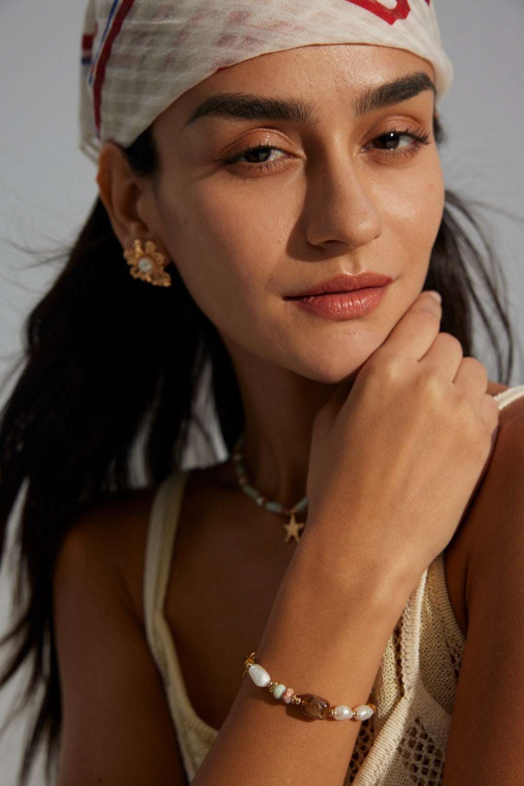Classic Collection|Floral Pearl Stud Earrings – 925 Sterling Silver, Retro Gold - TAMO Jewellery