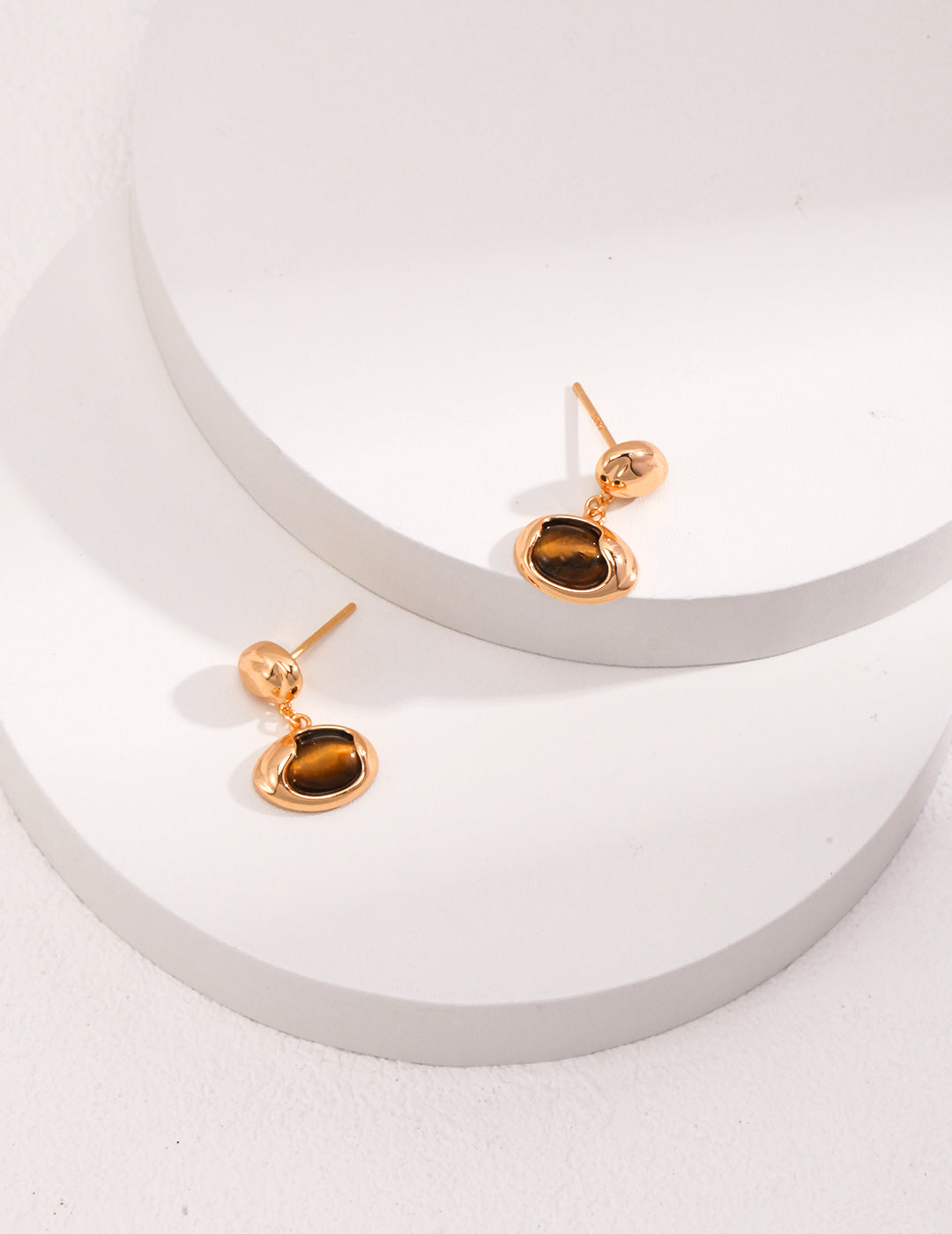 S925 Sterling Silver Natural Tiger’s Eye Earrings (15 mm)