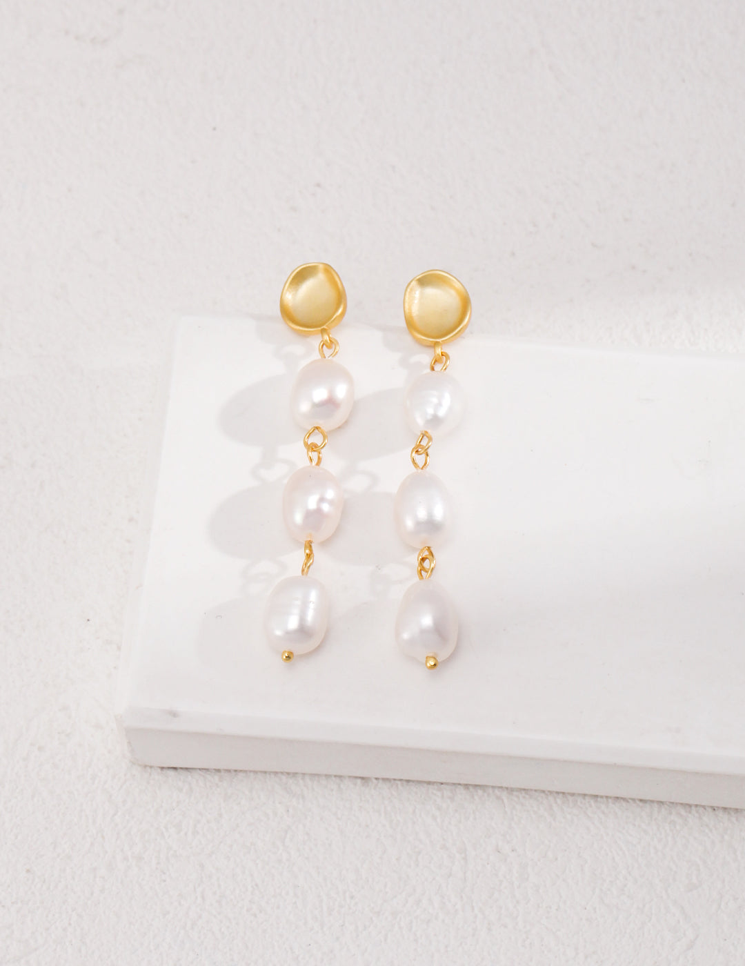 Baroque Pearl Long Drop Earrings – 925 Sterling Silver, 18K Gold - TAMO Jewellery