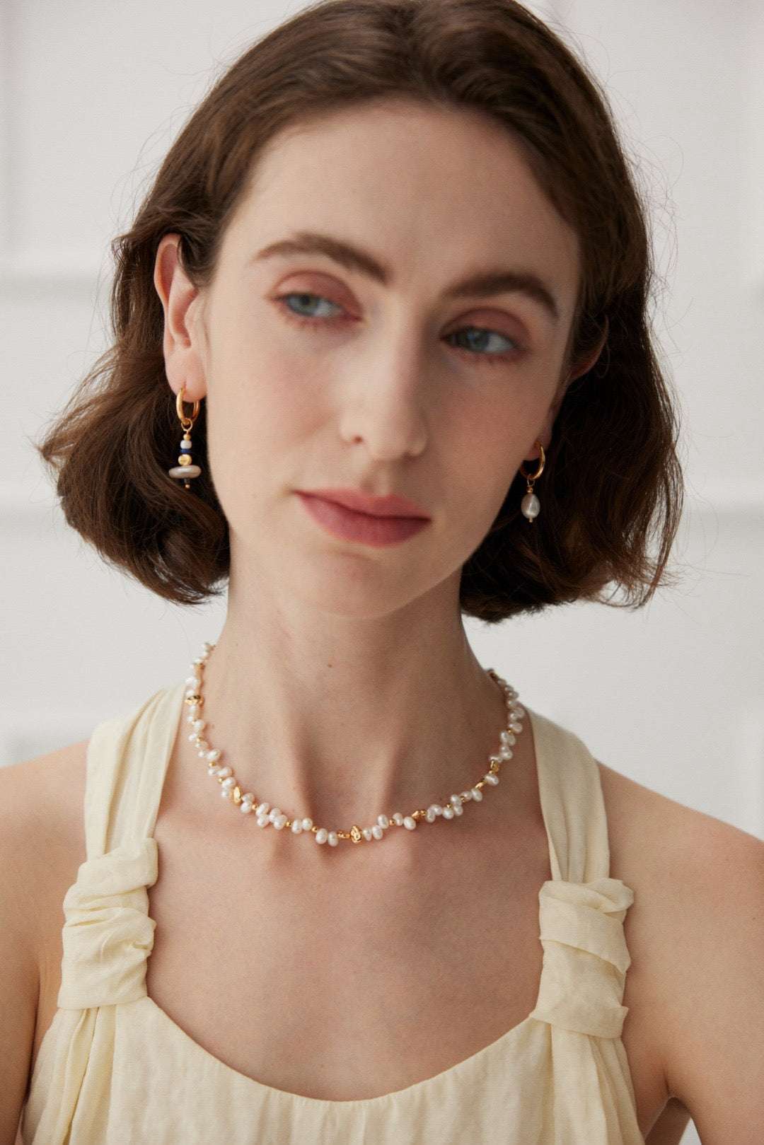 Natural Freshwater Pearl Necklace – 925 Sterling Silver, 18K Retro Gold