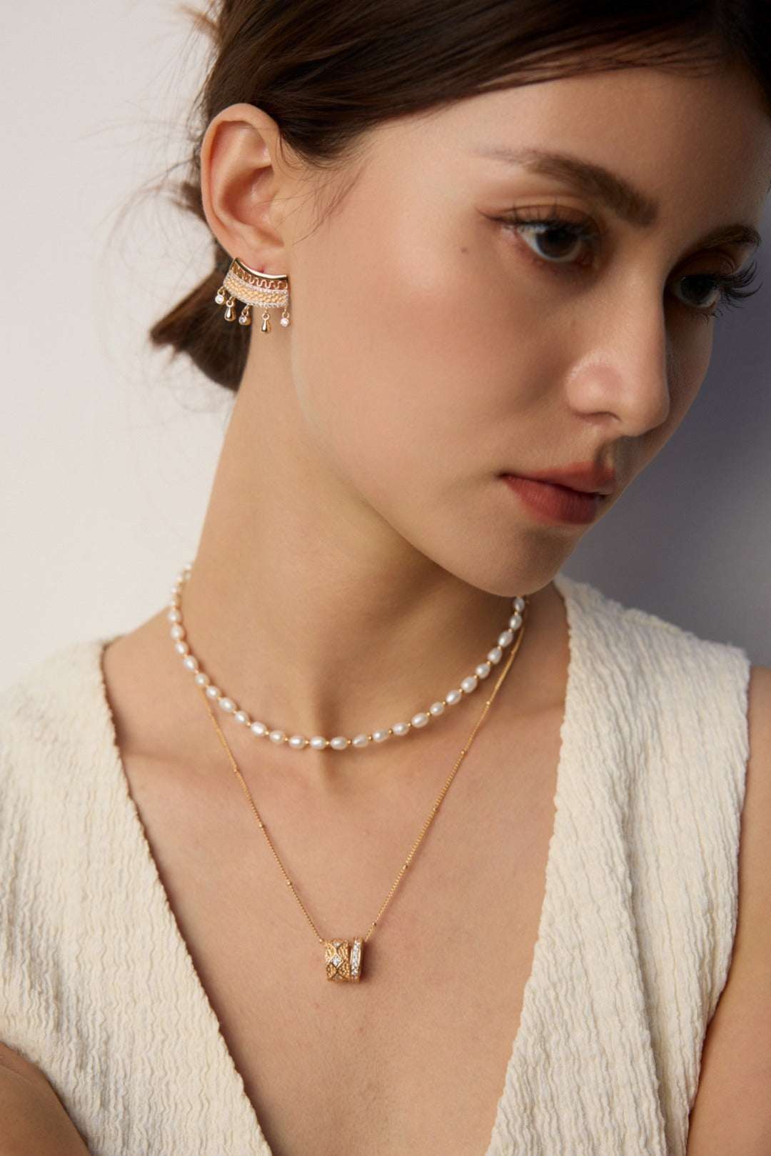 Vintage Zircon Pendant Necklace – 925 Sterling Silver, 18K Retro Gold