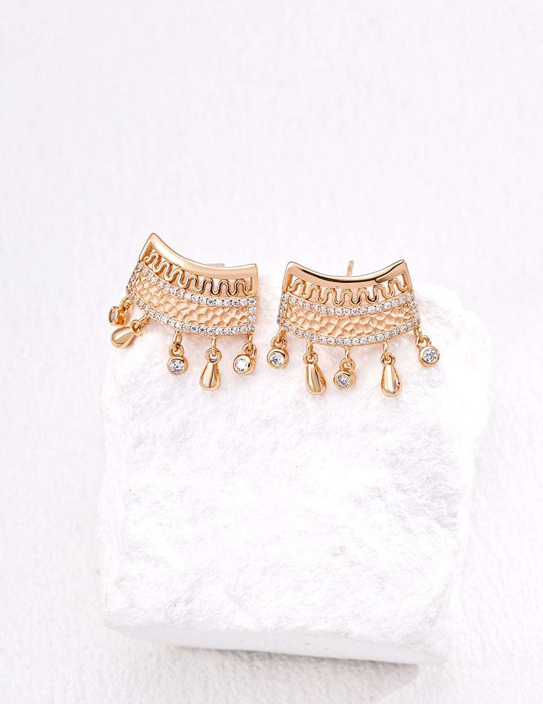 Vintage Zircon Drop Earrings – 925 Sterling Silver, 18K Retro Gold