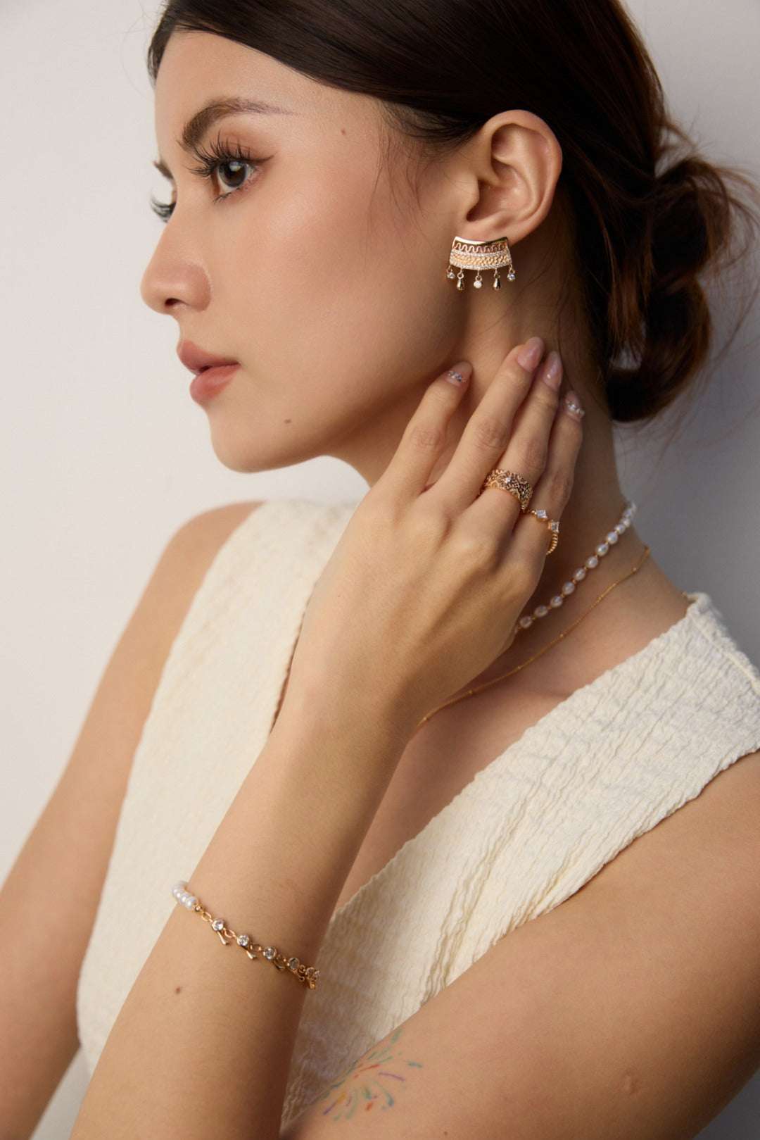 Vintage Zircon Drop Earrings – 925 Sterling Silver, 18K Retro Gold