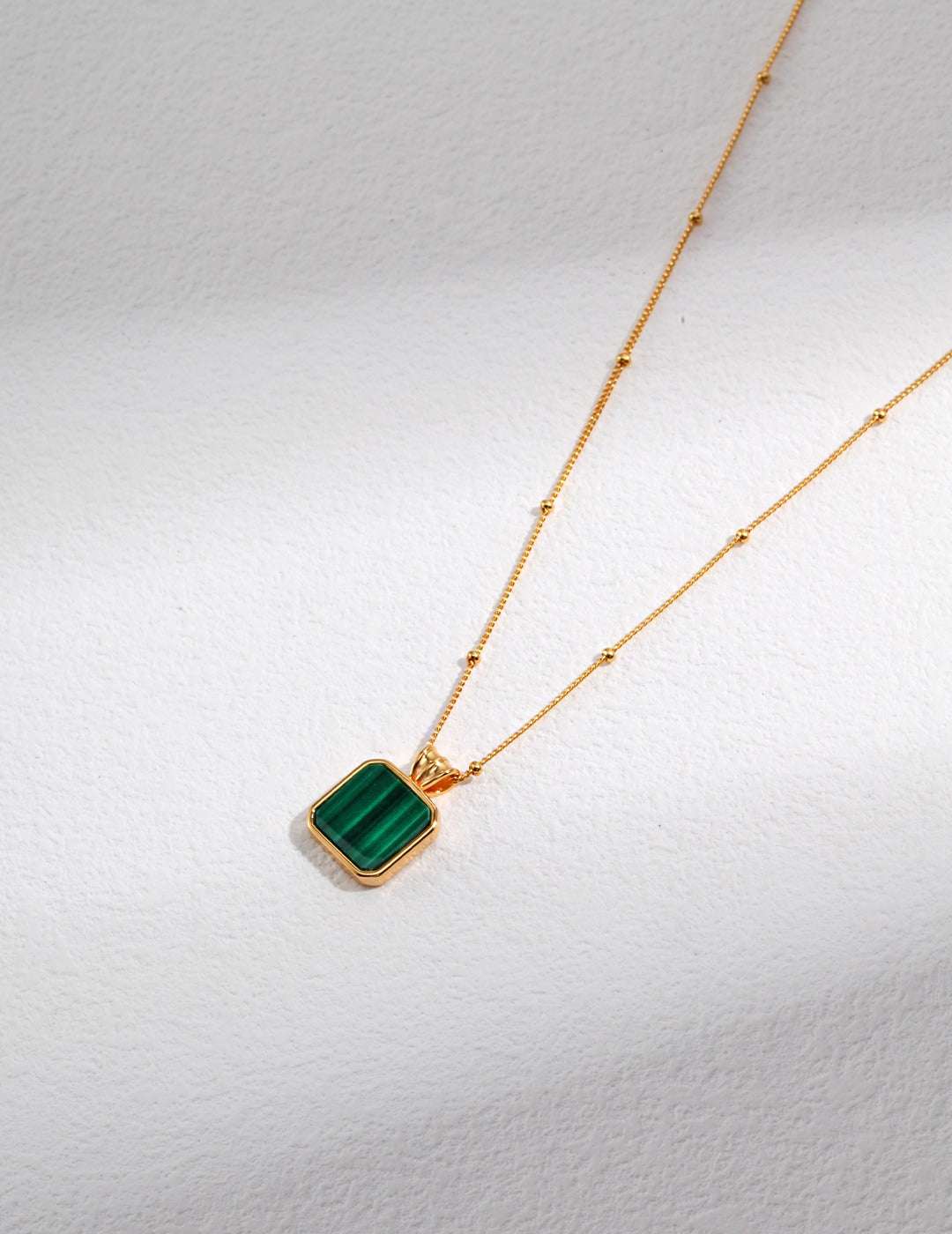 Malachite Jewellery Set – Necklace & Earrings, 925 Sterling Silver, 18K Retro Gold