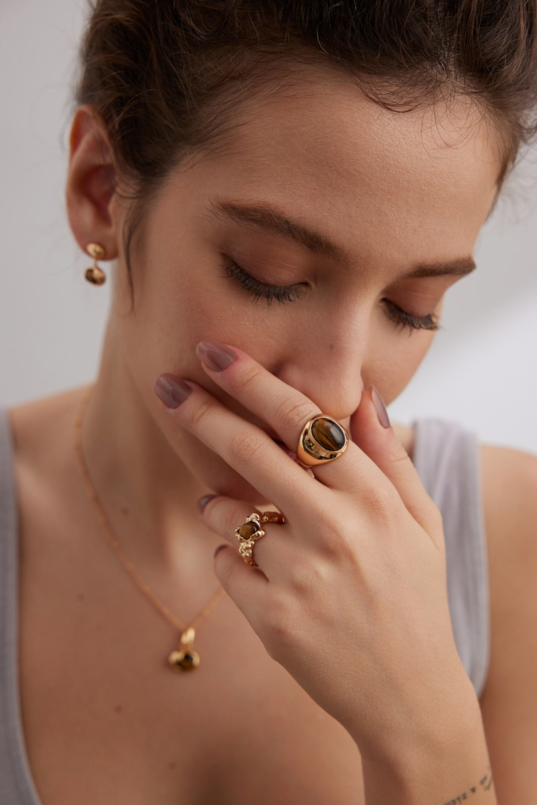 S925 Silver Tiger’s Eye Ring – Size 12–13 (Non-Adjustable)