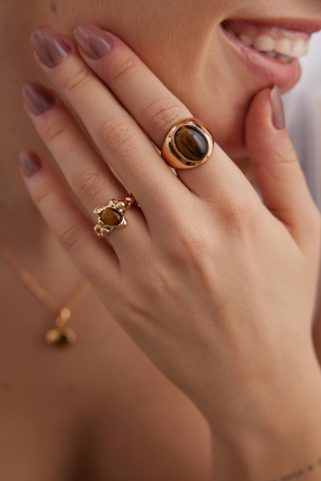 S925 Silver Tiger’s Eye Ring – Size 12–13 (Non-Adjustable)