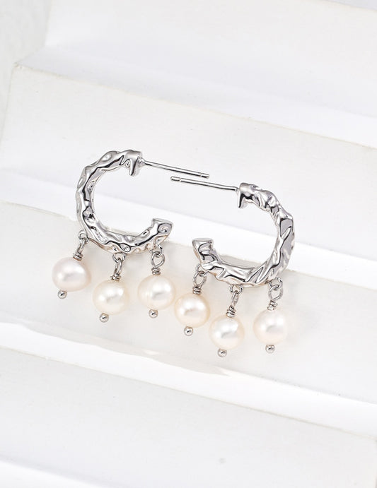 S925 Silver Pearl Tassel Earrings - TAMO Jewellery