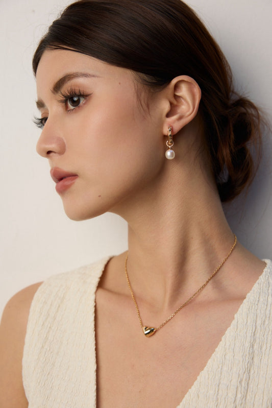 S925 Silver Woodgrain Pearl Earrings (Detachable Design) - TAMO Jewellery