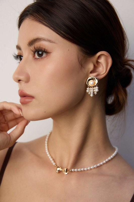 S925 Silver Blooming Pearl Tassel Earrings - TAMO Jewellery