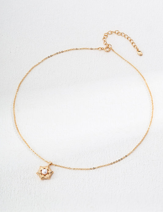 Sunburst Pearl Pendant Necklace – 925 Sterling Silver, Retro Gold - TAMO Jewellery