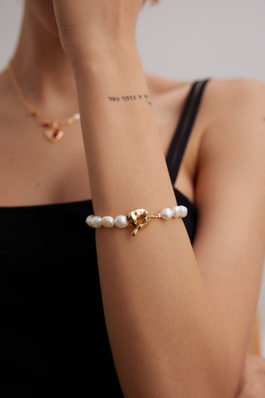 S925 Sterling Silver Baroque Pearl Bracelet (Approx. 19.2–19.6 cm)