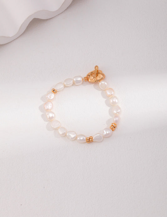 S925 Sterling Silver Baroque Pearl Bracelet (Approx. 19.2–19.6 cm)