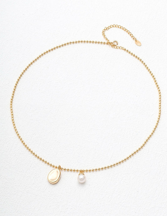 Adjustable Pearl Pendant Necklace – 925 Sterling Silver, 18K Retro Gold / 18K White Gold - TAMO Jewellery