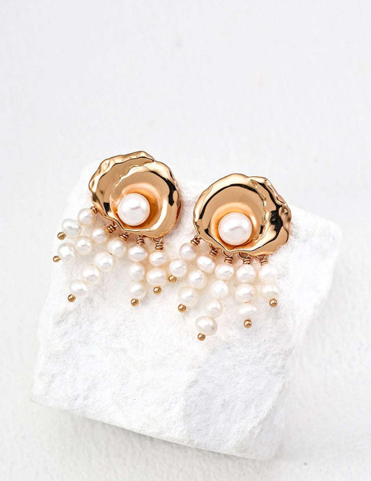 S925 Silver Blooming Pearl Tassel Earrings - TAMO Jewellery