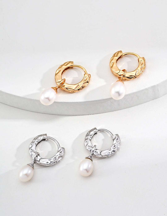 S925 Silver Woodgrain Pearl Earrings (Detachable Design) - TAMO Jewellery