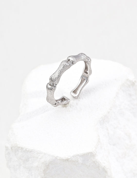S925 Sterling Silver Adjustable Zircon Ring (Size 13, Open Design)